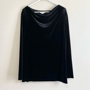 Talbots Stretch Velvet Long Sleeve Boat Neck Tunic Top